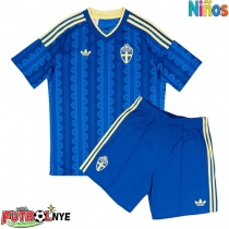 Camiseta Suecia Visitante Equipación para niños Mundial 2026 manga corta (+ pantalones cortos)